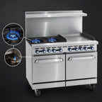 Thumbnail image #3 for Imperial (Middleby) Pro Series IR-2-G36 48-Inch Commercial Gas Range with 2 Open Burners, 36-Inch Griddle & 2 Space-Saver Ovens