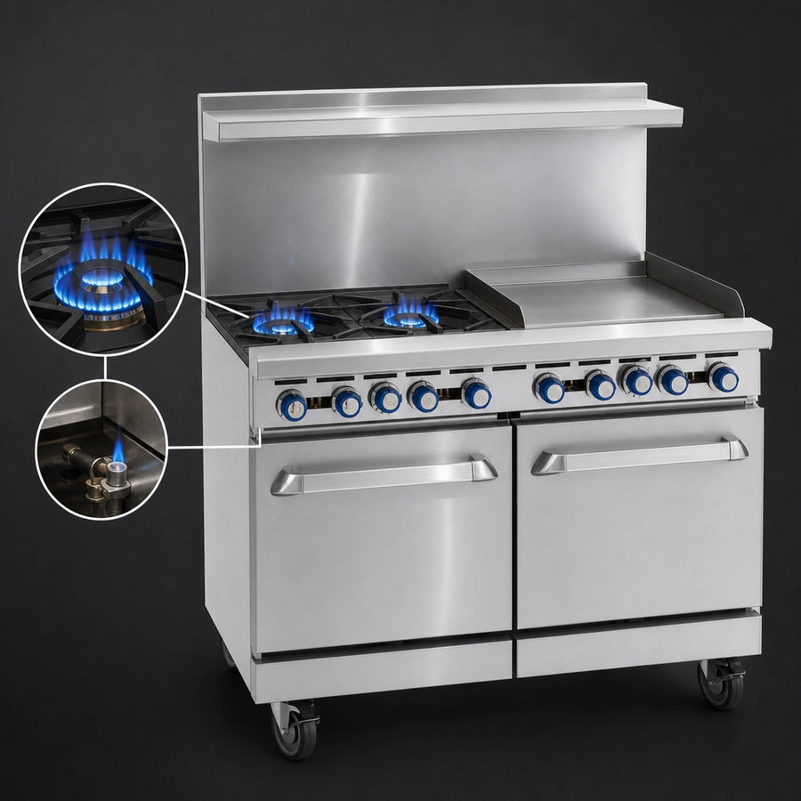 Two Open Burners With Pilot Lights