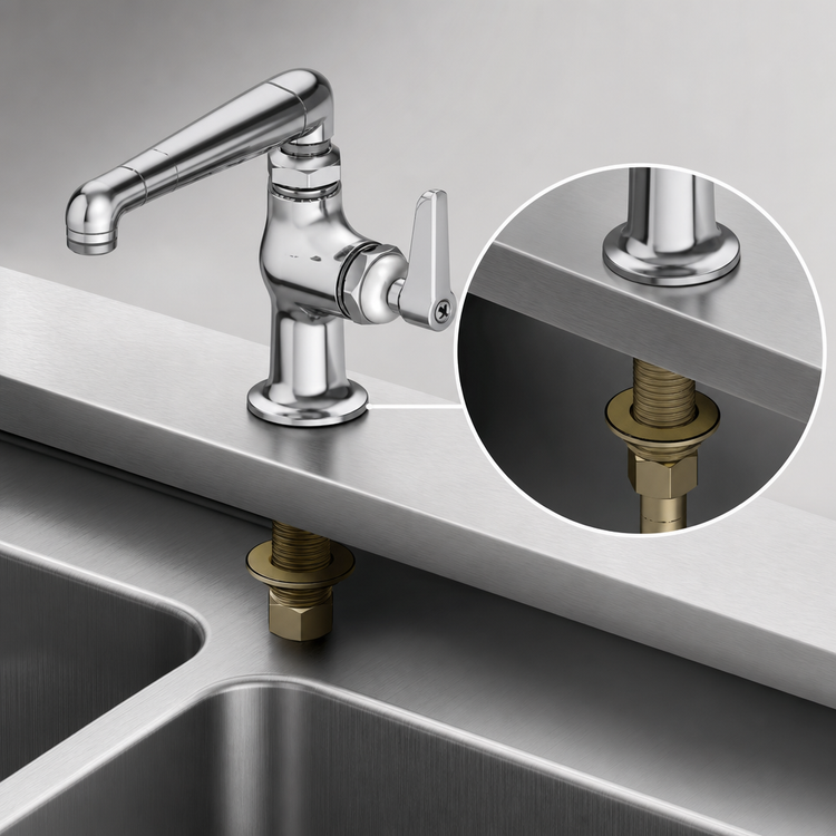 Product image #3 for T&S Brass B-0208-CR-HW Single Hole Single Temperature Pantry Deck-Mount Faucet with 6-Inch Swivel Cast Spout and Cerama Cartridge