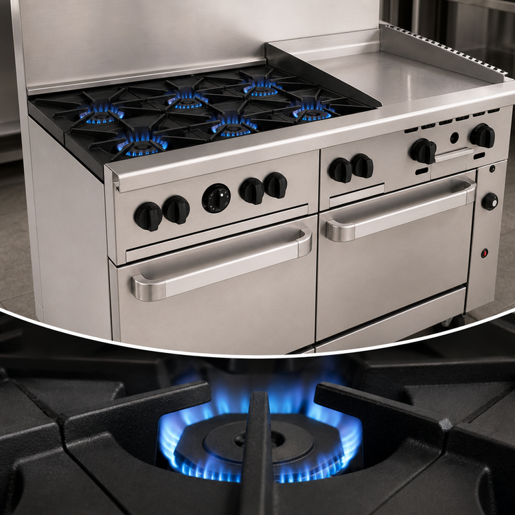 Product image #3 for Wolf Challenger XL 60-Inch Gas Restaurant Range with 6 Open Burners, 24-Inch Manual Griddle, and 2 Standard Ovens