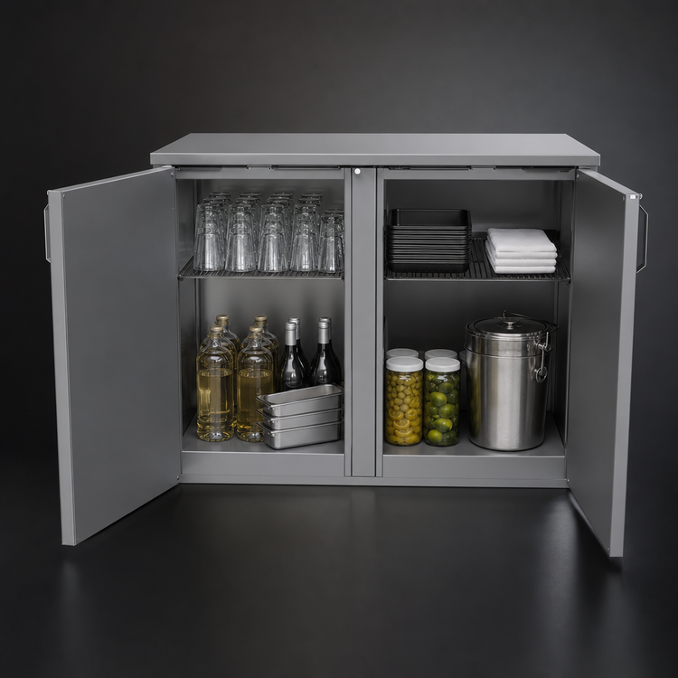 Product image #3 for Glastender 40-Inch Wide Non-Refrigerated Back Bar Two-Section Dry Storage Cabinet with Solid Hinged Doors