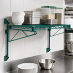 Thumbnail image #3 for Quantum WC14-CB2124P Wall-Mount Cantilever Wire Shelf Kit, 1 Shelf, 24 x 21 in, Green Epoxy Antimicrobial, NSF