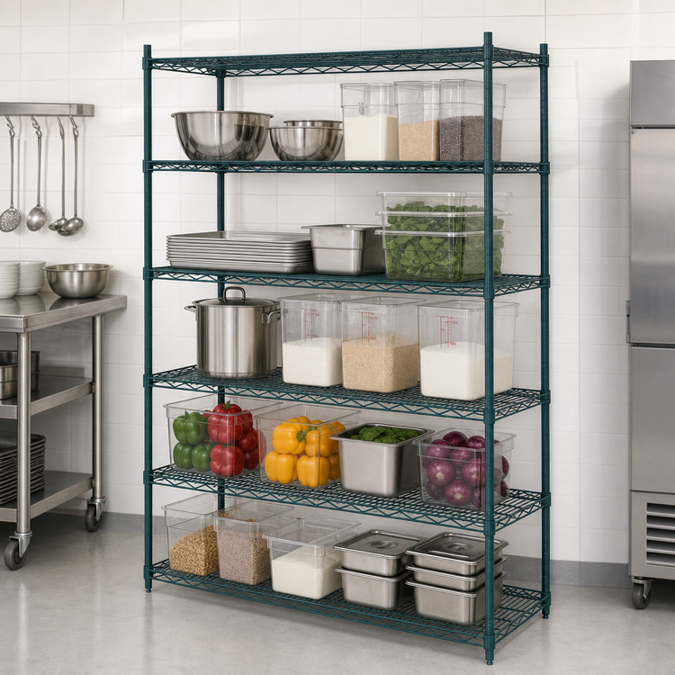 Product image #4 for Metro Super Erecta 5-Shelf Starter Wire Shelving Unit, 60"W x 18"D x 74"H, Metroseal 3 Epoxy Coated