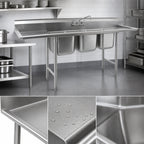 Thumbnail image #3 for Eagle Group 314-18-3-24L-X Three-Compartment Sink, 86-3/4-Inch Wide, Left Drainboard, 304 Stainless Steel