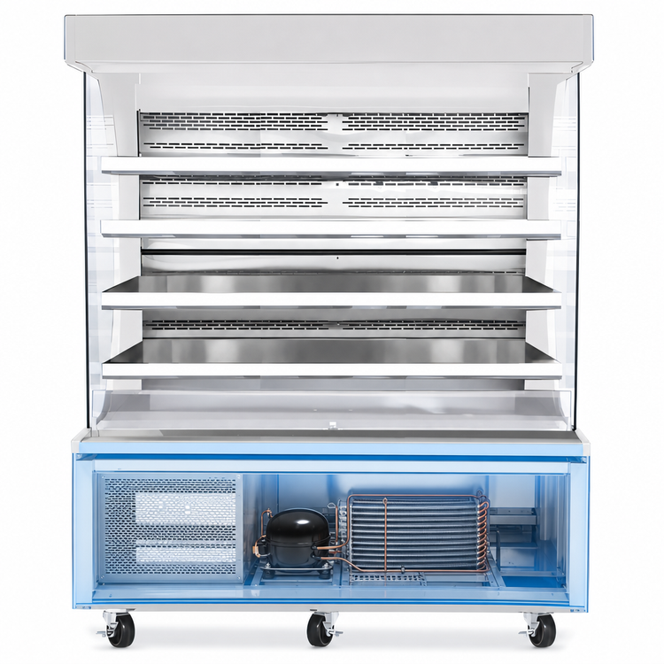Product image #3 for Everest Refrigeration Vertical Open-Air Cooler Merchandiser, 73-1/4 Inch Wide, 37 Cu. Ft., Self-Contained Bottom Mount