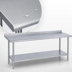 Thumbnail image #3 for Duke Manufacturing 314S-30120-2R 120 x 30 in Stainless Steel Work Table with 14-Gauge Top, 1-1/8 in Riser and Undershelf