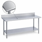 Thumbnail image #3 for Duke Manufacturing 314S-3672-5R 72 x 36 in Stainless Steel Work Table with 5 in Riser, 14-Gauge 300 Series Top and Undershelf