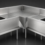 Thumbnail image #3 for Advance Tabco Prestige (Supreme) PRFD-3535 90° Freestanding Stainless Steel Corner Drainboard Filler, 35 x 35 Inches, 7-Inch Backsplash