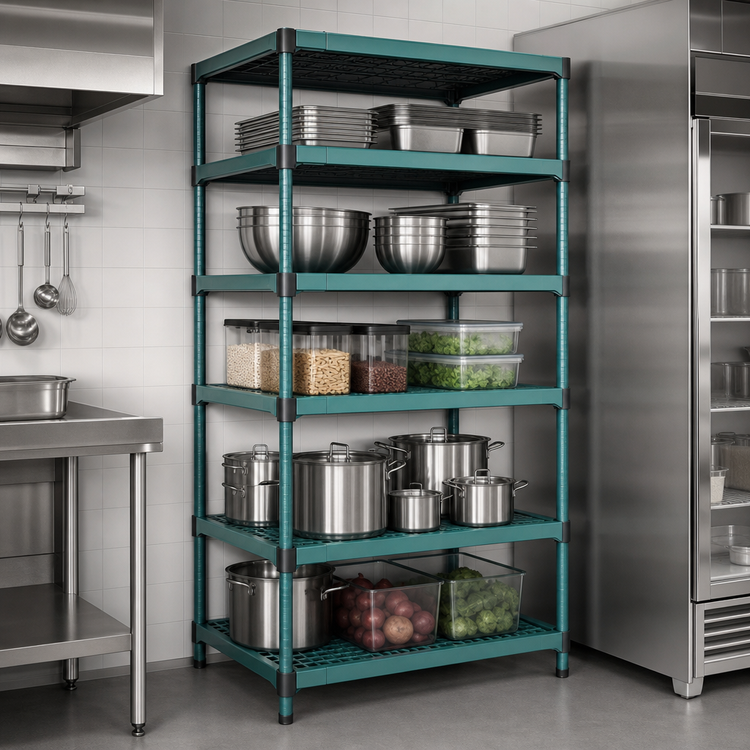 Product image #3 for QuadPlus 5-Tier Stationary Starter Wire Shelving Unit with EAGLEgard Hybrid Epoxy Finish, 48W x 24D x 74H