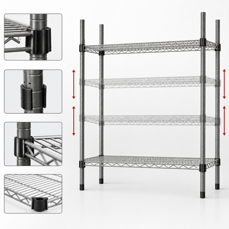 Product image #3 for Eagle Valu-Master Quad-Adjust 72-Inch x 24-Inch Wire Shelf, Pewter Gray Epoxy, 600 lb. Capacity