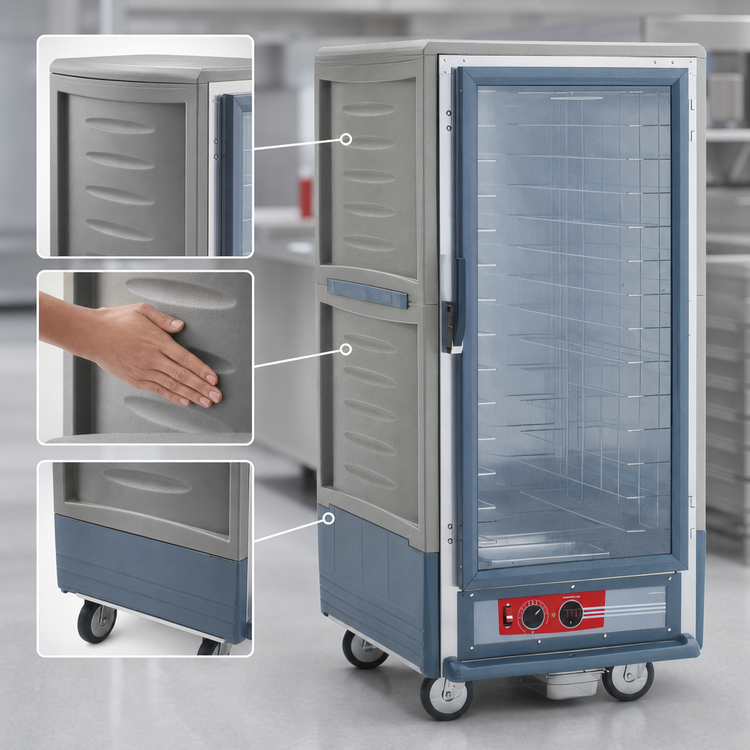 Product image #3 for Metro C5 Insulation Armour 3 Series Lower Wattage 3/4 Height Heated Holding Cabinet, Gray, Clear Polycarbonate Door, Fixed Wire Slides