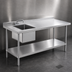 Thumbnail image #3 for Steel Works Stainless 72-Inch x 30-Inch Stainless Steel Sink Table with Single Bowl, Backsplash, and Undershelf