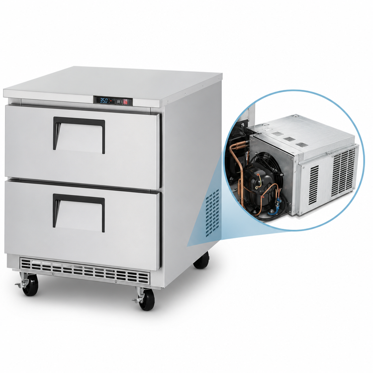Product image #3 for Everest Refrigeration 1-Section Drawered Undercounter Refrigerator With Stainless Steel Worktop, 7.5 Cu. Ft.