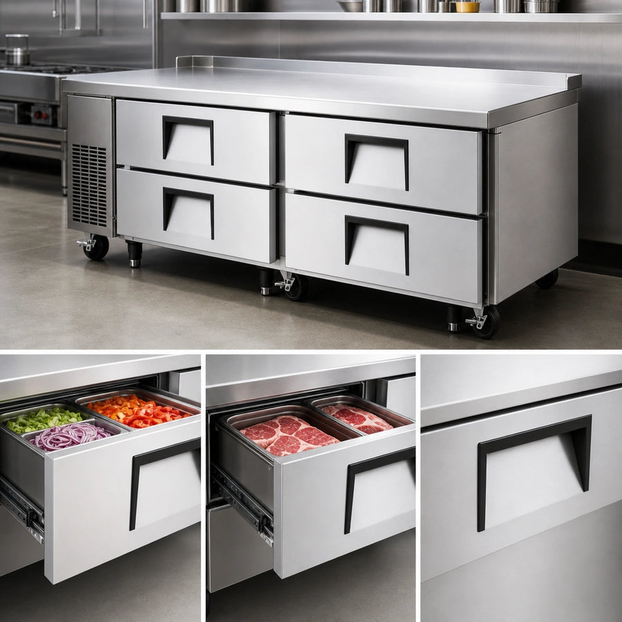 Four Heavy-Duty Stainless Steel Drawers