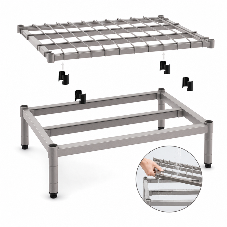 Product image #3 for Super Erecta 30"W x 24"D Dunnage Shelf with Removable Wire Deck, 1,600 lb Capacity