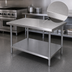 Thumbnail image #3 for Thunder Group 48 Inch x 30 Inch 18 Gauge 430 Stainless Steel Flat Top Work Table with Adjustable Undershelf