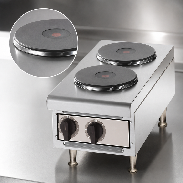 Product image #3 for Toastmaster TMHPF 12-Inch Electric Countertop Hot Plate with Solid Cast Iron French Top, 2 Burners