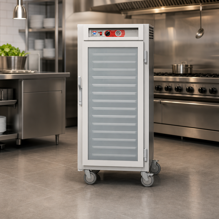 Product image #3 for Metro C5 6 Series 3/4-Height Mobile Heated Holding Cabinet with Clear Glass Doors and Universal Slides