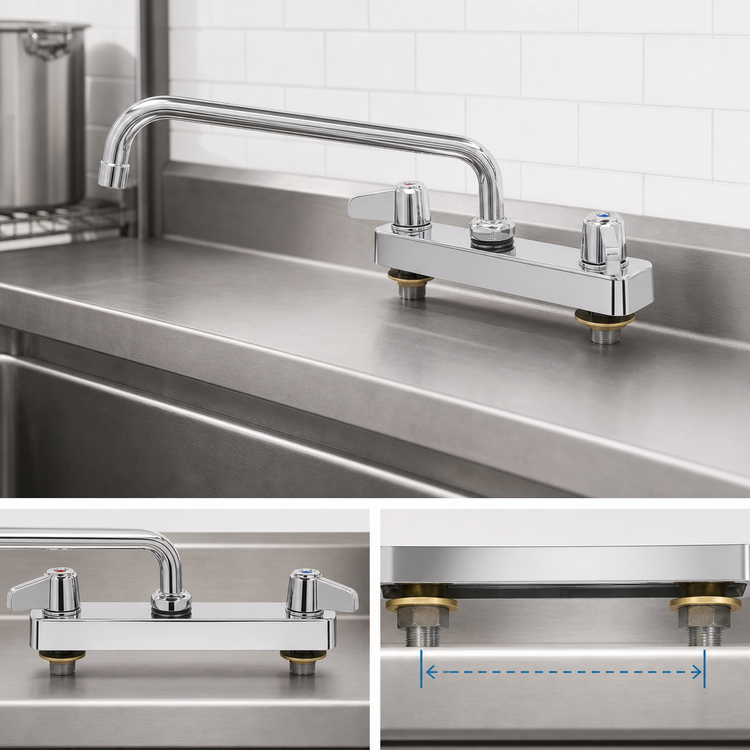 Product image #3 for T&S Brass equip 8-Inch Center Deck Mount Workboard Faucet with 10-Inch Swing Nozzle
