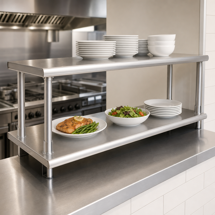 Product image #3 for Eagle Pass-Thru Shelf with Overshelf, 132-Inch W x 18-Inch D, Stainless Steel