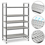 Thumbnail image #3 for Cambro Camshelving® Elements EXU184272V5480 Polymer Shelving Unit, 5-Tier Vented Stationary Starter, 18 x 42 x 72 in, Gray