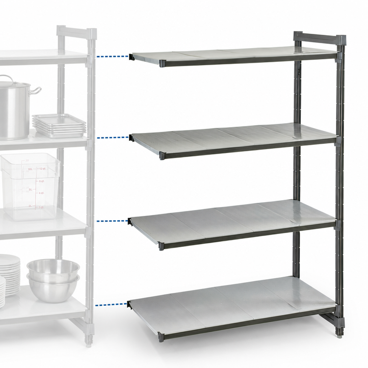 Product image #3 for Camshelving Basics Plus 4-Shelf Solid Polymer Add-On Shelving Unit, 21 x 42 x 72 Inches, Brushed Graphite