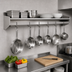 Thumbnail image #3 for Eagle Group Wall-Mount Stainless Steel Pot Rack Wall Shelf with Removable Hooks, 144 Inch W x 10 Inch D