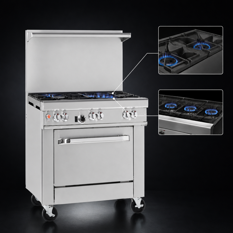 Product image #3 for Ultimate 36-Inch Commercial Gas Range with 5 Open Burners and Convection Oven