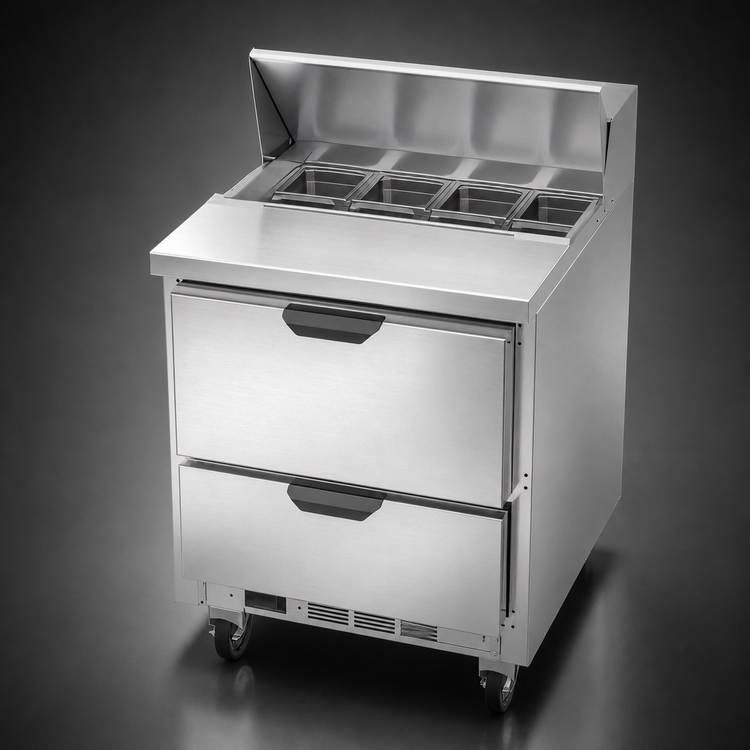 Product image #4 for Beverage-Air 27-Inch Refrigerated Sandwich Prep Table with 2 Drawers, 8-Pan Standard Top, 6.9 Cu. Ft.