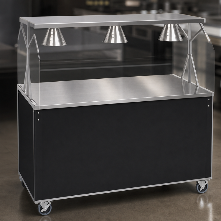 Product image #3 for Vollrath 2-Series Affordable Portable 60-Inch Mobile Cafeteria Utility Station with Breath Guard and Open Storage