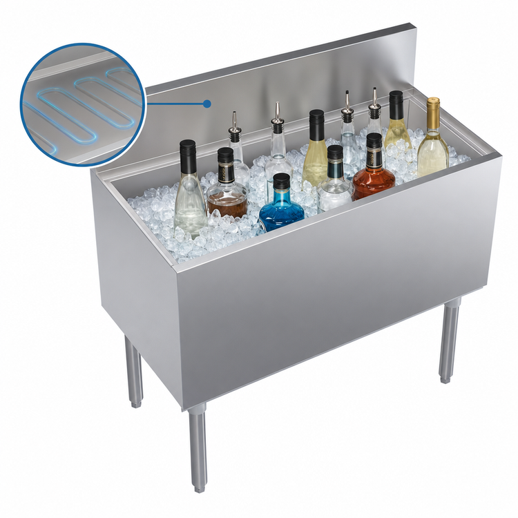 Product image #3 for Krowne Royal Series Built-In Underbar Ice Bin/Cocktail Unit with 10-Circuit Cold Plate, 36 Inch Wide