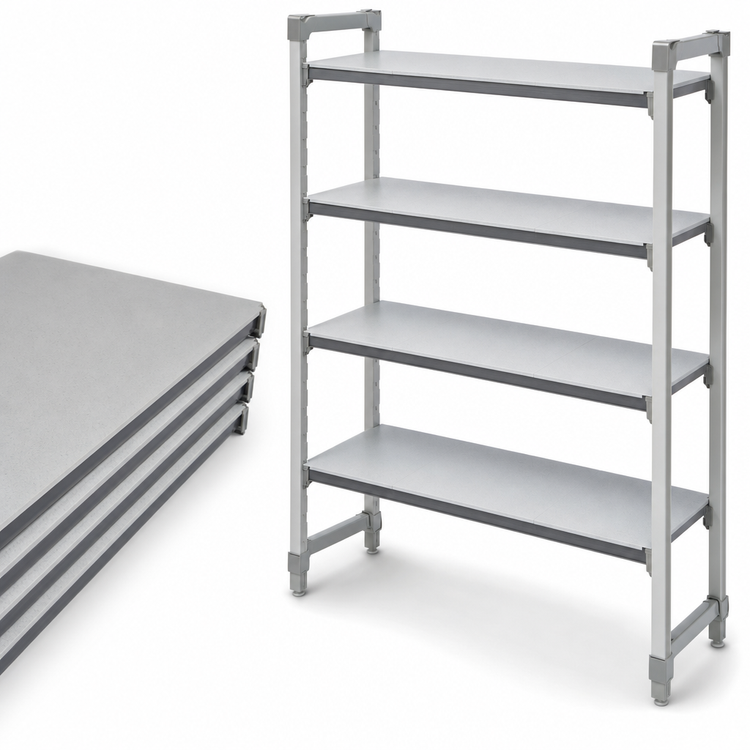 Product image #3 for Cambro Camshelving Elements XTRA Universal 5-Shelf Solid Shelf Kit, 18 x 42 Inches, Speckled Gray