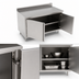 Thumbnail image #3 for John Boos Enclosed Work Table with Hinged Door Cabinet Base, 36 x 24 Inches, 14-Gauge 300 Series Stainless Steel Top, 5-Inch Backsplash