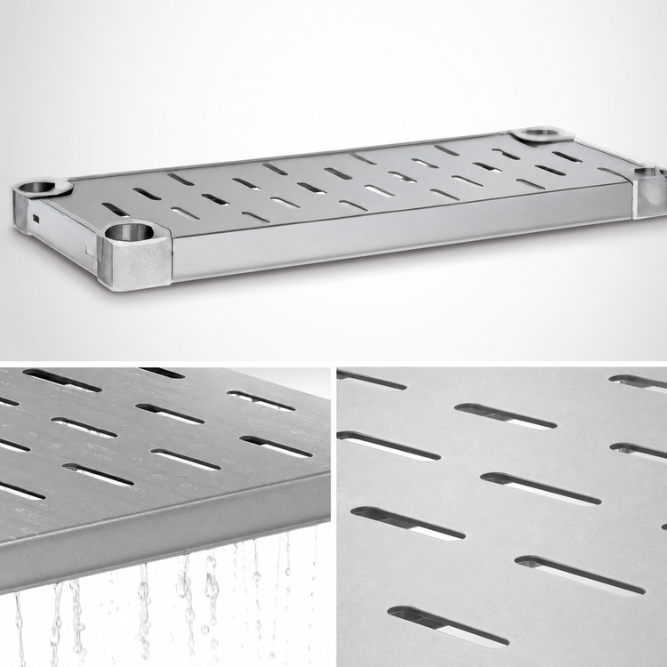Product image #4 for Eagle Quik-Set 48" x 24" Louvered Shelf, 14 Gauge Galvanized Steel, Gray Epoxy Finish
