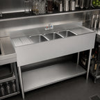 Thumbnail image #3 for Krowne Silver Series 18-53C Three-Compartment Underbar Bar Sink with Left and Right Drainboards, 60-Inch W x 18.5-Inch D