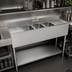 Thumbnail image #3 for Krowne Silver Series Three-Compartment Underbar Bar Sink with Left and Right Drainboards, 60-Inch W x 18.5-Inch D