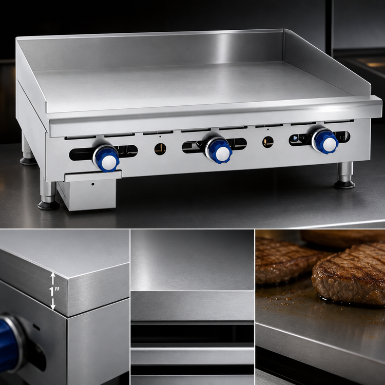 Product image #3 for Imperial IMGA-3628-1 36-Inch Countertop Gas Griddle with 1-Inch Smooth Polished Steel Plate