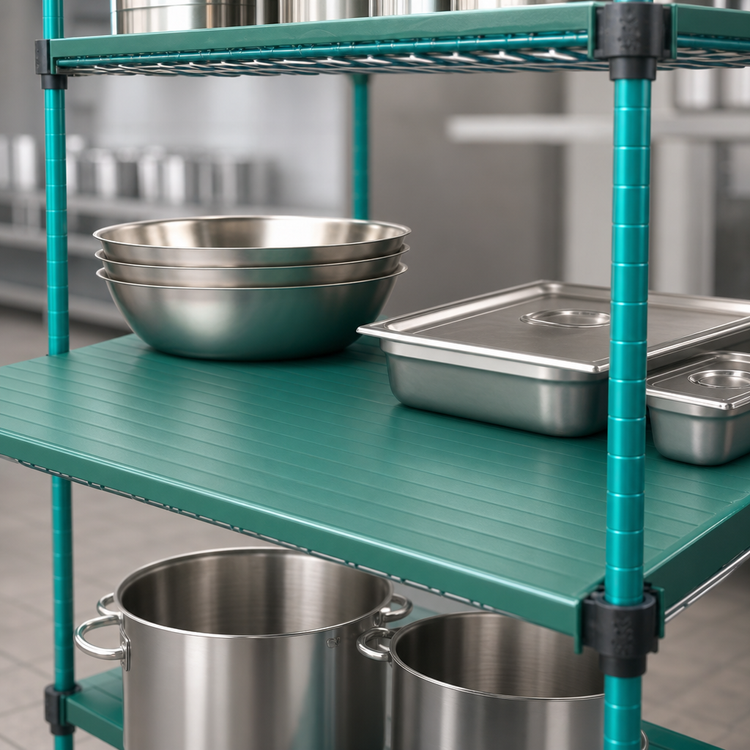 Product image #3 for Eagle Group QuadPlus 30" x 18" Solid Green Polymer Shelf Mat with Wire Quad-Adjust Frame