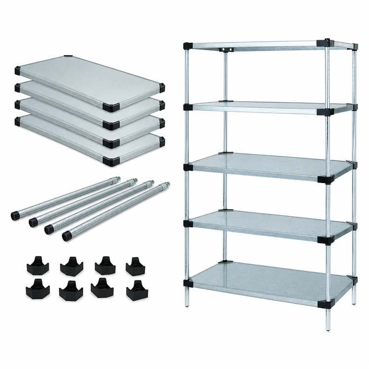 Product image #3 for Quantum Stationary Solid Shelving Starter Kit with 5 Solid Shelves, 24 x 21 x 74 Inches