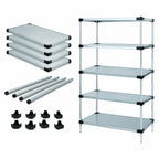 Thumbnail image #3 for Quantum WR74-2124SG-5 Stationary Solid Shelving Starter Kit, 5 Galvanized Steel Shelves, 24"W x 21"D x 74"H