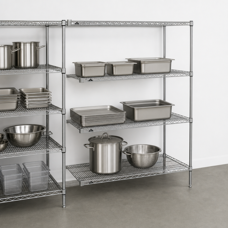 Product image #3 for Metro Super Erecta Add-On Wire Shelving Unit, 42W x 24D x 63H, 4 Shelves, Brite Finish