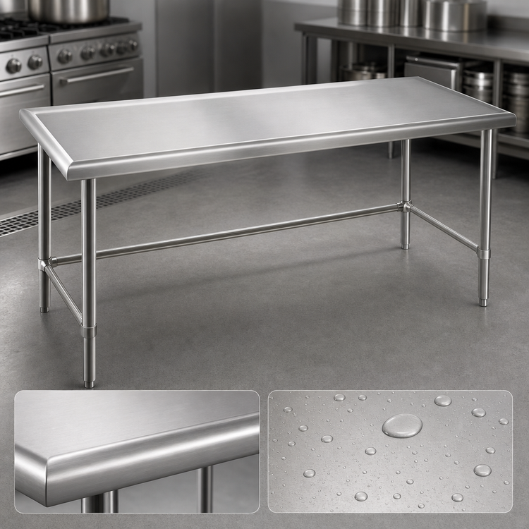 Product image #3 for Eagle Spec-Master Marine Series 120-Inch x 24-Inch 14-Gauge Stainless Steel Work Table with Open Base