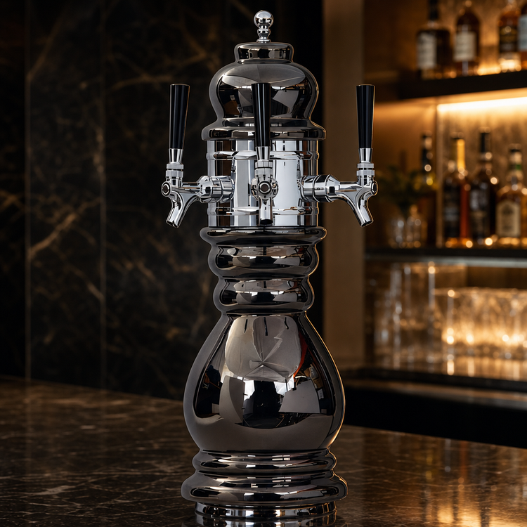Product image #3 for Glastender Black Forest 2-Faucet Air-Cooled Mirror Finish Draft Dispensing Tower