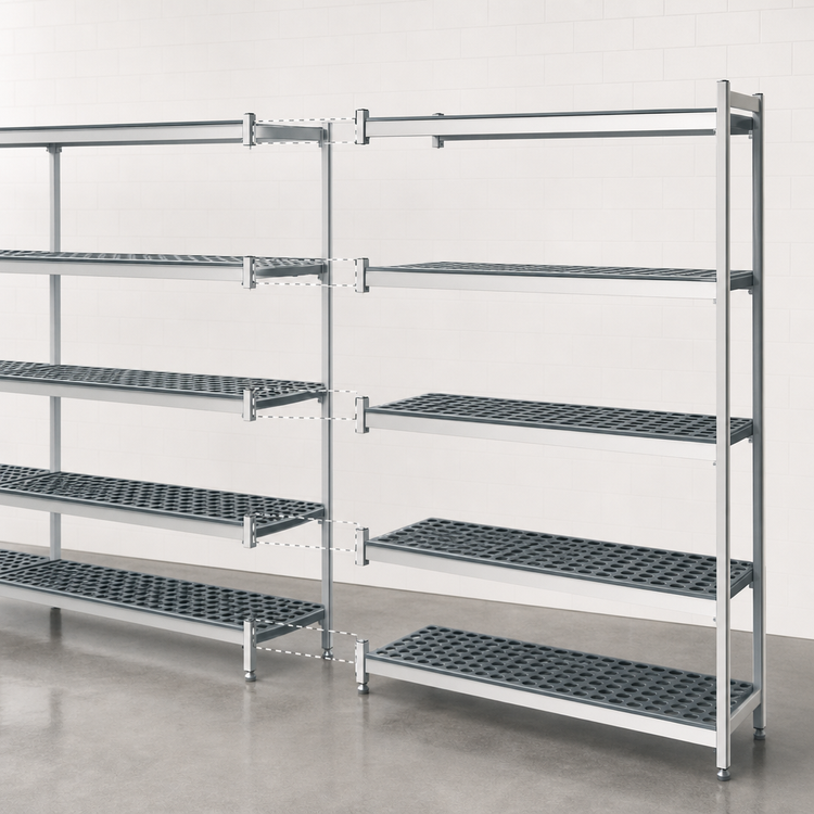 Product image #3 for Fermostock 4-Tier Polymer Shelving Unit Expansion Kit, 35W x 14D x 71H, Gray