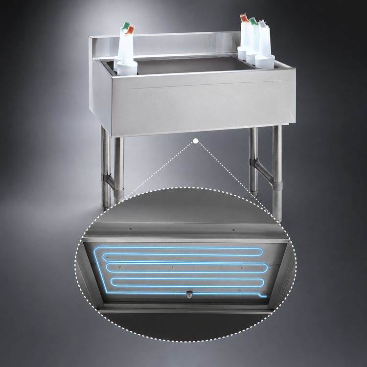 Product image #3 for Advance Tabco Underbar Basics 36-Inch Stainless Steel Cocktail Unit with 16-Inch Ice Bin and 7-Circuit Cold Plate