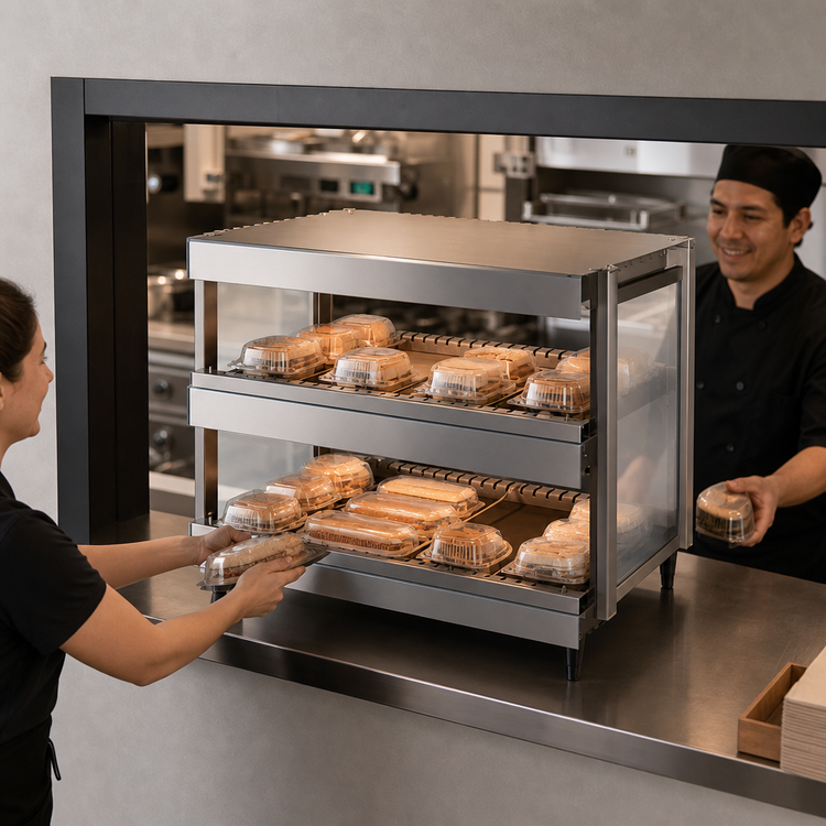 Product image #3 for Hatco Glo-Ray® 30-Inch Pass-Through Horizontal Dual Shelf Countertop Merchandising Display Warmer