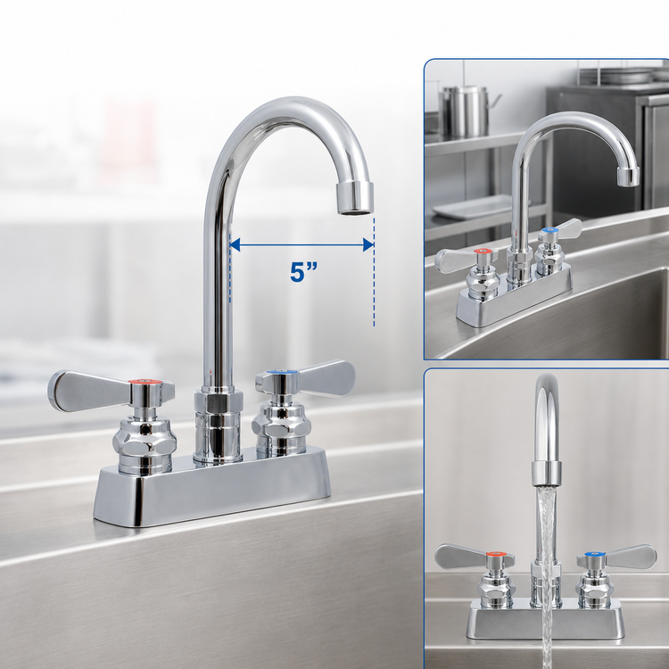 Product image #3 for John Boos Low-Lead Heavy Duty Deck Mount Gooseneck Faucet with 5-Inch Spout
