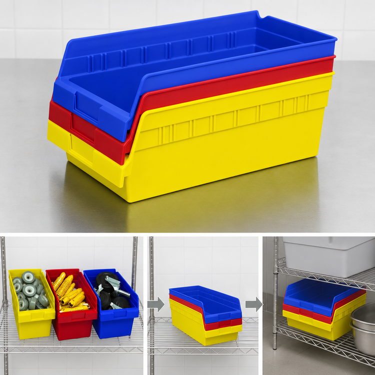 Product image #3 for Quantum Economy Nesting Shelf Bin, 11-1/8" x 23-5/8" x 8", Polypropylene