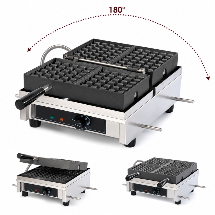 Product image #3 for Krampouz Single 4x7 Liège Countertop Waffle Maker with 180° Opening and Cast Iron Plates