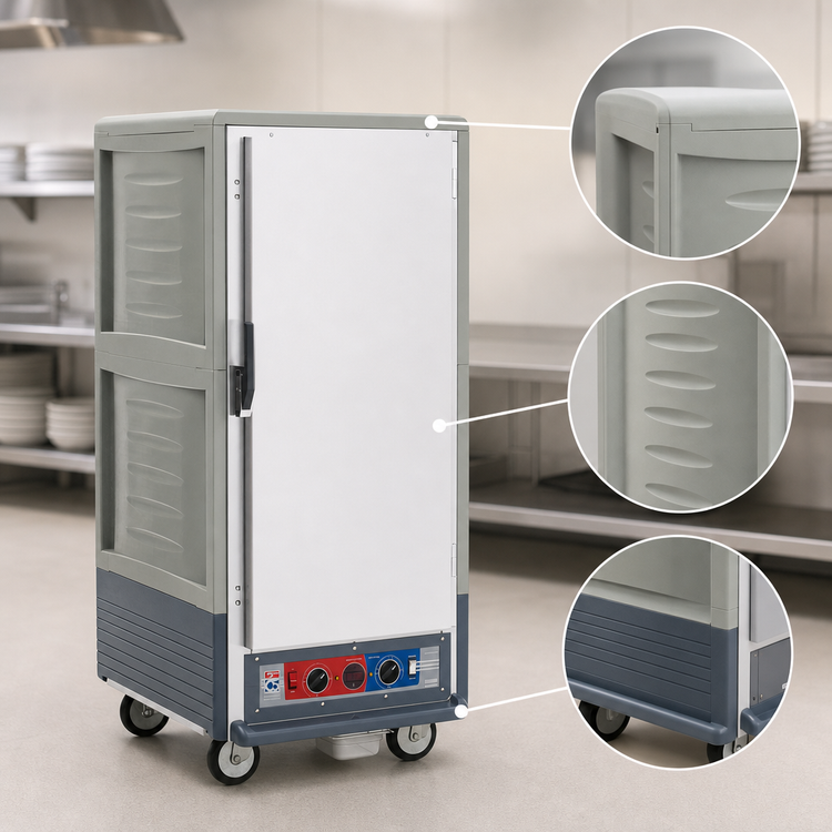 Product image #3 for Metro C5 3 Series 3/4 Height Mobile Heated Holding & Proofing Cabinet, Lower Wattage, Gray, Full-Length Solid Doors